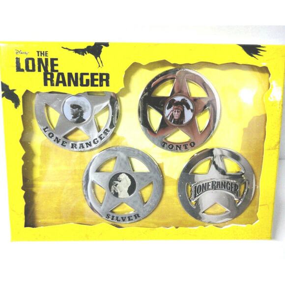 Disney Set (4) Lone Ranger Tonto Police / SHERIFF BADGE PIN SET Limited Edition! - Picture 9 of 9